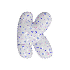 3D porcelain floral pattern helium balloon letter K