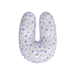 3D porcelain floral pattern helium balloon letter U