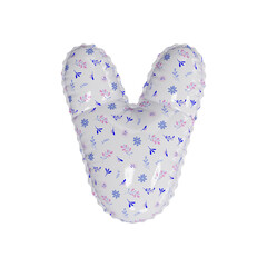 3D porcelain floral pattern helium balloon letter V