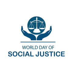 World Social Justice Day, Judge balance with Law book on world, view from above, concept with text World Day of Social Justice, February 20, selected focus, narrow depth of field, social justice