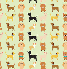 Obraz na płótnie Canvas Seamless pattern with funny cartoon dogs. vector cute dog cartoon seamless background. 