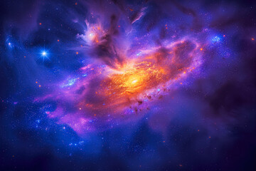 Naklejka premium Vivid Cosmic Nebula Illuminating the Universe