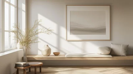 Fotobehang Tranquil Zen-Inspired Living Space with Natural Light © Suphachai