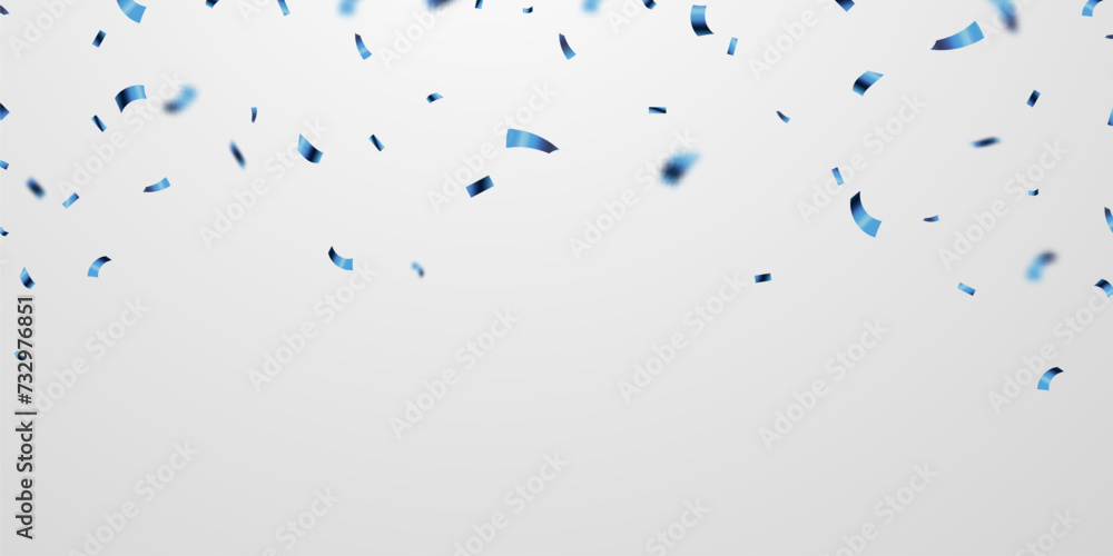 Wall mural celebration background with blue zigzag confetti falling, vector illustration