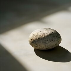 a rock sitting on top of a cement floor