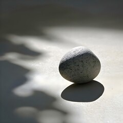 a rock sitting on top of a white floor