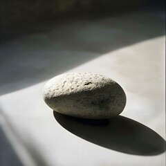a rock sitting on top of a white sheet