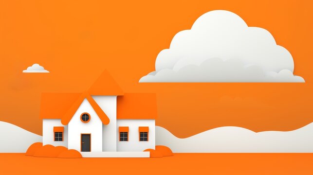 Generative AI image of orange real estate background for an ad