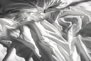 an unmade bed with white sheets and sheets - obrazy, fototapety, plakaty
