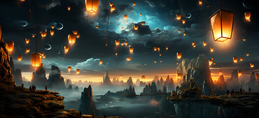 Frame of Glowing Lanterns Illuminate Your Pathway to a Brigh New Year Eve 
