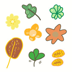 hand drawn abstract flowers and leaves