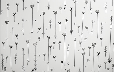 Black and White Heart Arrows Pattern Wallpaper
