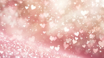 Fototapeta na wymiar Sparkling Heart Bokeh Effect on Pink Background