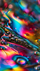 a close up view of a multicolored liquid