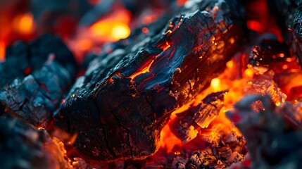 a close up of a fire with coal