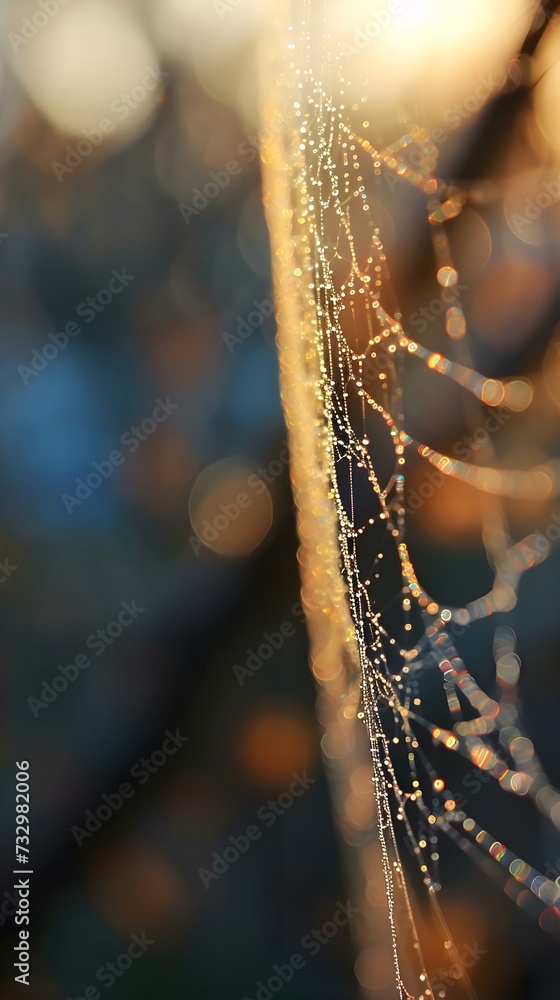 Wall mural a close up of a spider web on a tree