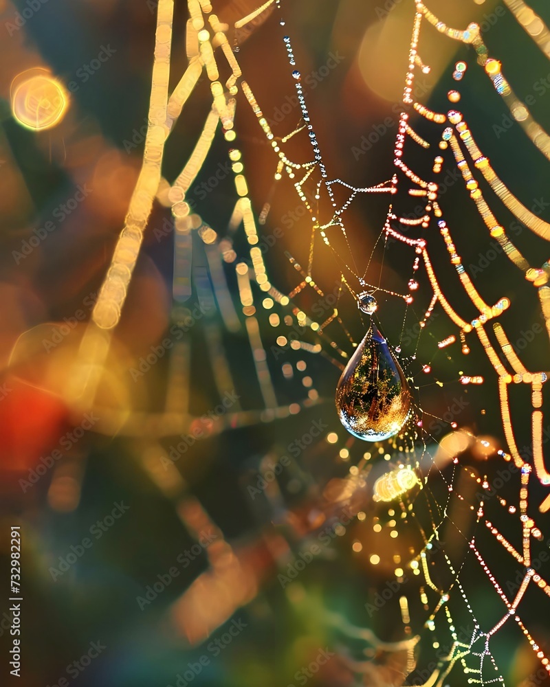 Sticker a spider web with a drop of water on it
