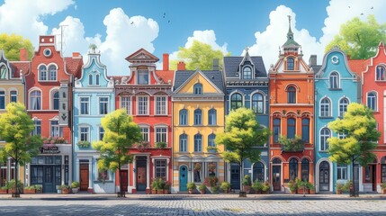 Fototapeta na wymiar Illustration of a European old town