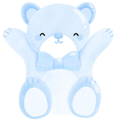 Happy blue bear doll