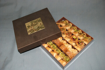 Various oriental sweets with pistachios and Arabic cashews