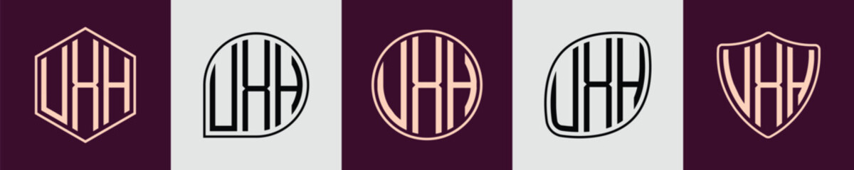 Creative simple Initial Monogram UXH Logo Designs.