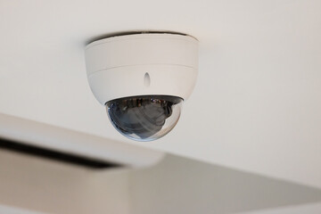 360 degree angle security camera. home security camera on ceiling. © Rattanachat