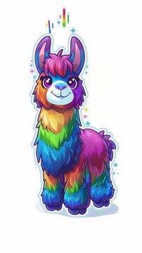 Cute llama vector cartoon picture. Graphic design in vector format for greeting cards, posters, T-shirts, birthday invites, and room decor. 
