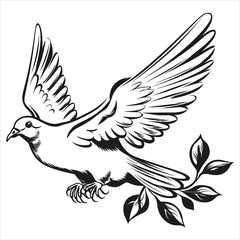 dove clipart black and white simple vector