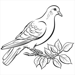 dove clipart black and white simple vector