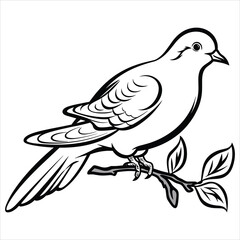 dove clipart black and white simple vector