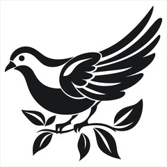 dove clipart black and white simple vector
