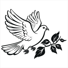 Obraz premium dove clipart black and white simple vector