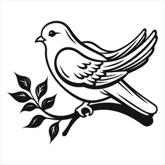 dove clipart black and white simple vector