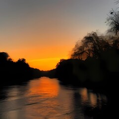 sunset on the river