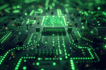 Obraz premium Abstract matrix like information technology background about government, public, IT with a green color palette.