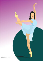 Modern ballet dancers. Colored 3d illustration. Hand drawn illustration