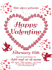 Happy Valentine day party poster flyer social media post design