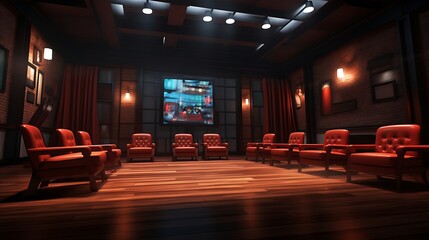 A contemporary theater space with comfortable seating for audience members - obrazy, fototapety, plakaty