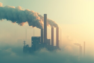 Factories, Power Plants and Environmental Peril: Navigating the Landscape of Climate Crisis - obrazy, fototapety, plakaty