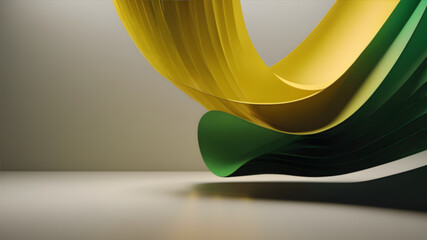 a 3d render curves of green, yellow and darker for banner design, poster and wallpaper, Generative Ai,Ai