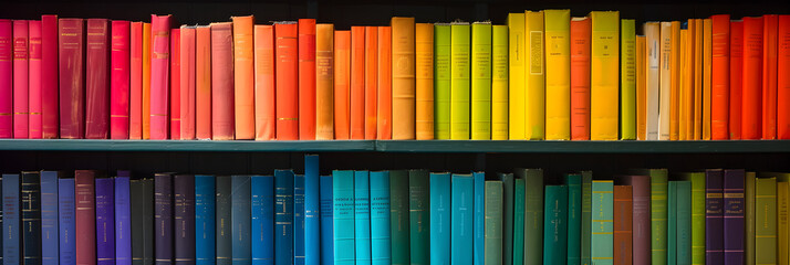 colourful books on a shelf