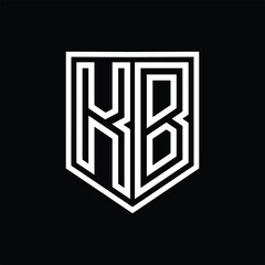 KB Letter Logo monogram shield geometric line inside shield isolated style design