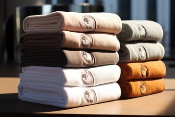 Towels: Neatly folded towels, perhaps with spa branding.