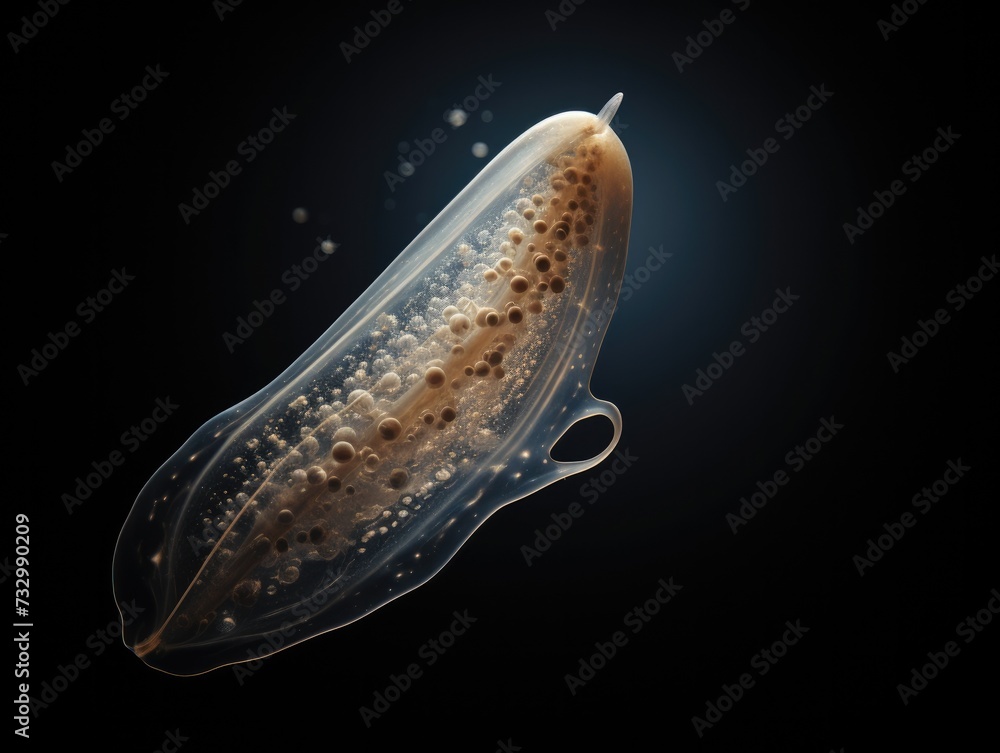 Poster a jellyfish is floating in the dark. generative ai.