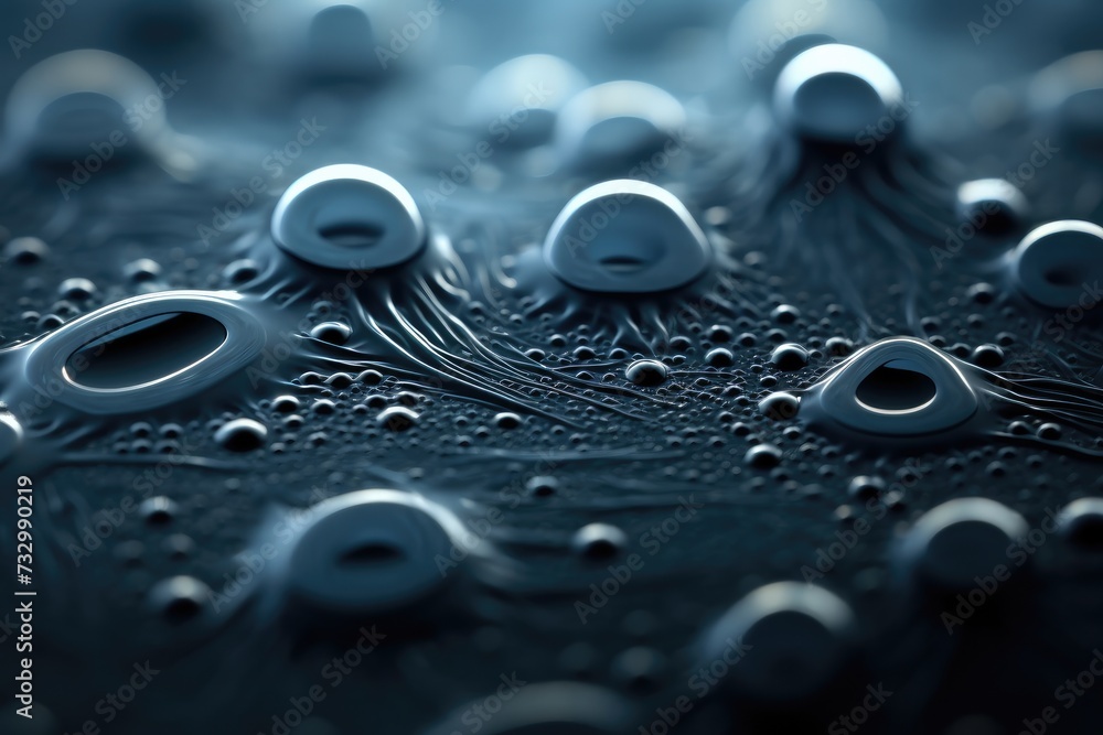 Poster a close up of a bunch of bubbles on a surface. generative ai.
