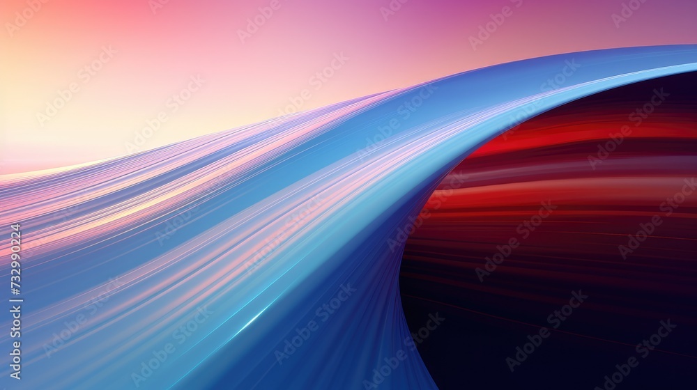 Poster a wave of blue and red waves in the ocean. generative ai.