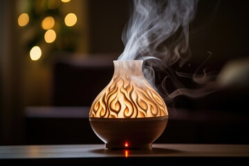 Oil Diffuser: Close-ups of an essential oil diffuser in action. - obrazy, fototapety, plakaty