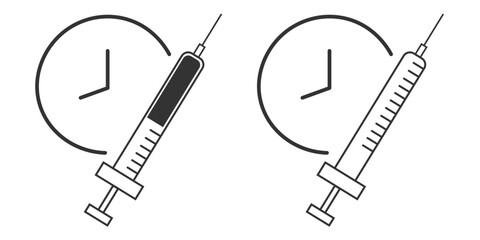 Vaccine time schedule icon. Syringe and vaccination symbol vector ilustration.