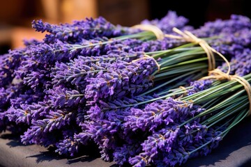 Lavender: Close-ups of lavender bundles or sprigs.