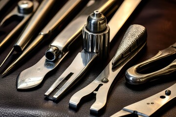 Fototapeta premium Pedicure Tools: Close-ups of tools used during a pedicure.